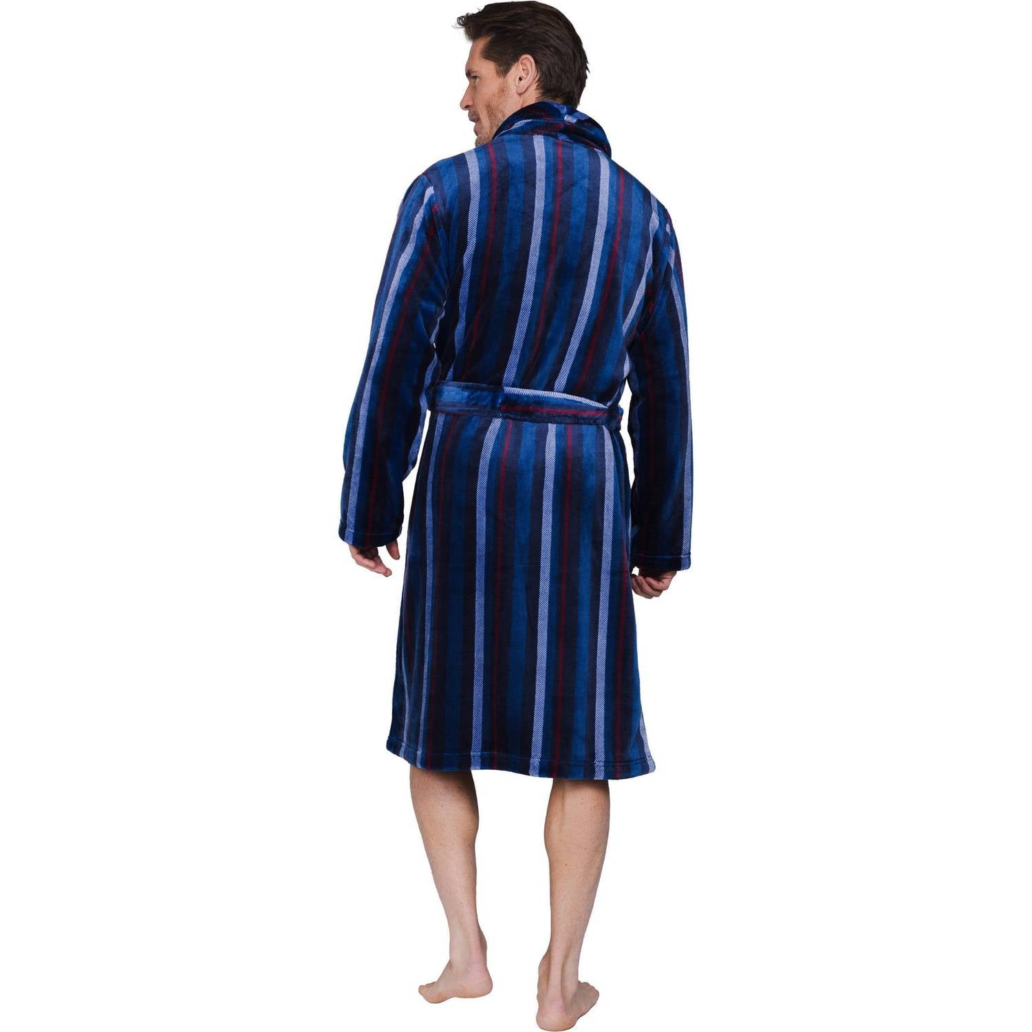 Pastunette for men fleece badjas blauw rood