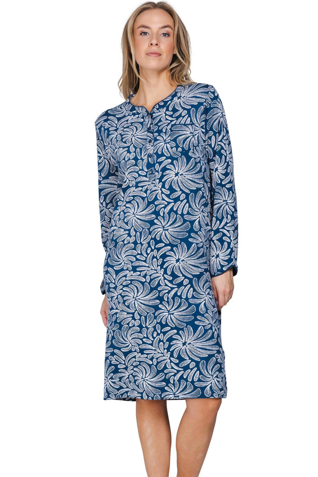 Pastunette nachthemd - blauw/wit
