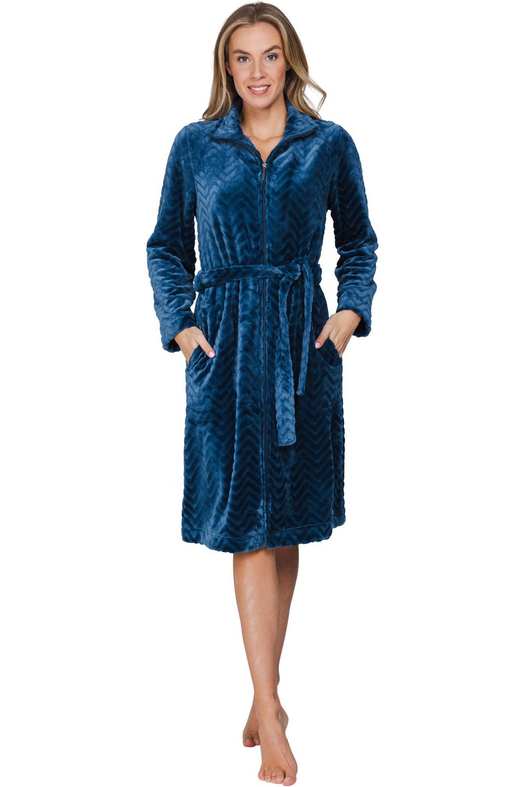 Pastunette fleece badjas - donkerblauw