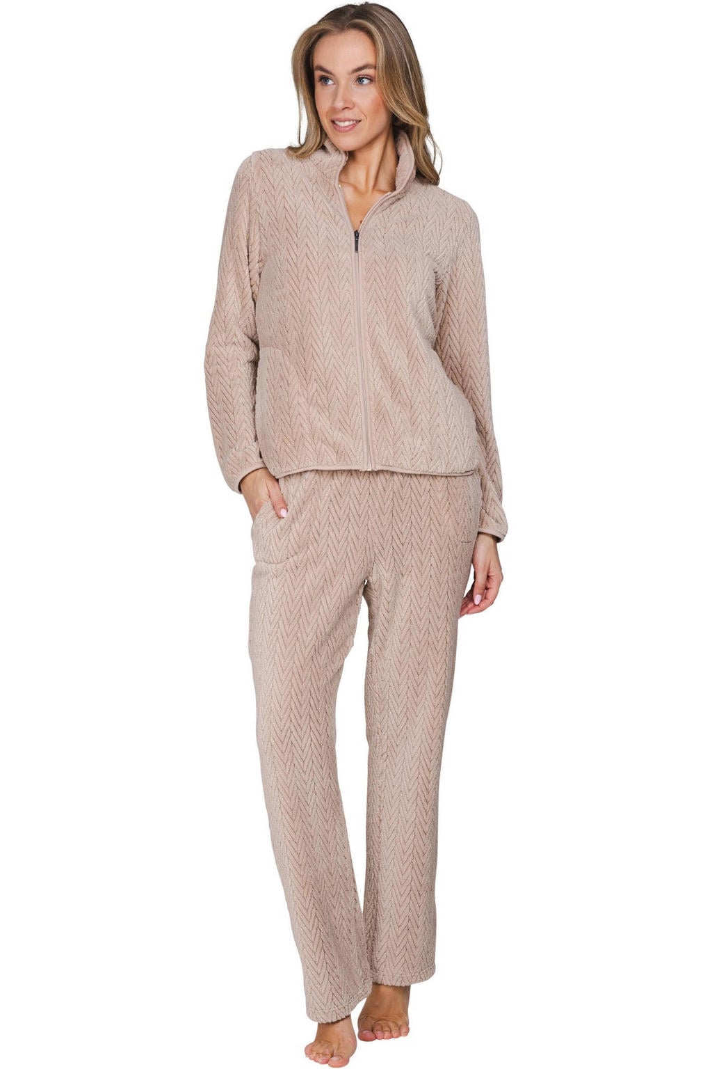 Pastunette fleece huispak - lichtbruin