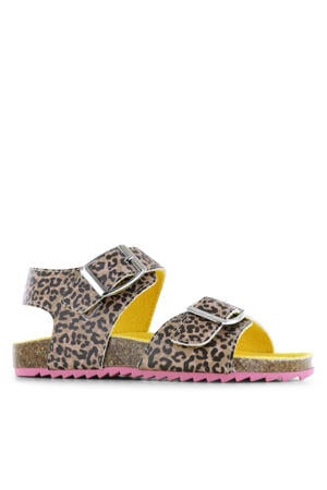 sandalen met panterprint bruin