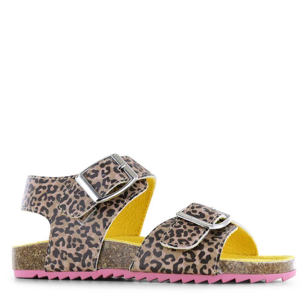 Bruine meisjes Go Banana's sandalen van imitatieleer met gesp en panterprint