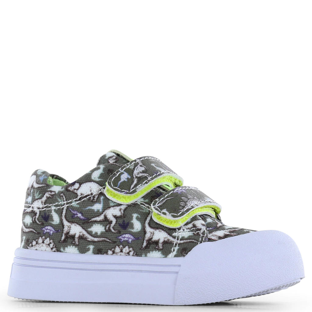 Groen en limegroene jongens Go Banana's dino sneakers van 100% textiel met klittenband
