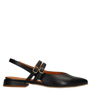 leren slingback loafers zwart