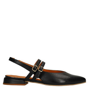 leren slingback loafers zwart