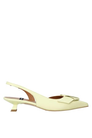 leren slingback pumps lichtgeel