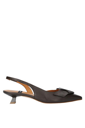 leren slingback pumps donkerbruin