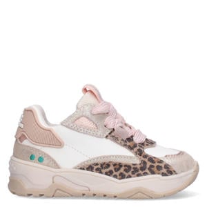 leren sneakers wit/goud/roze