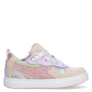 leren sneakers beige/lila