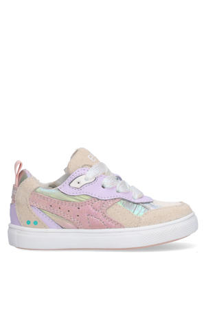 leren sneakers beige/lila