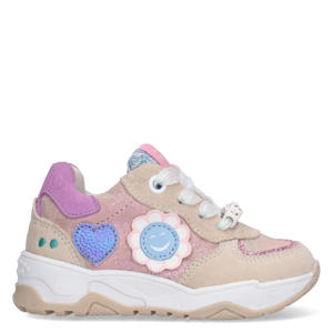 leren sneakers beige/roze