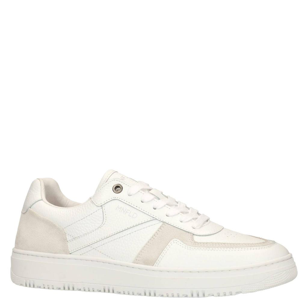 Witte heren Manfield leren sneakers met veters