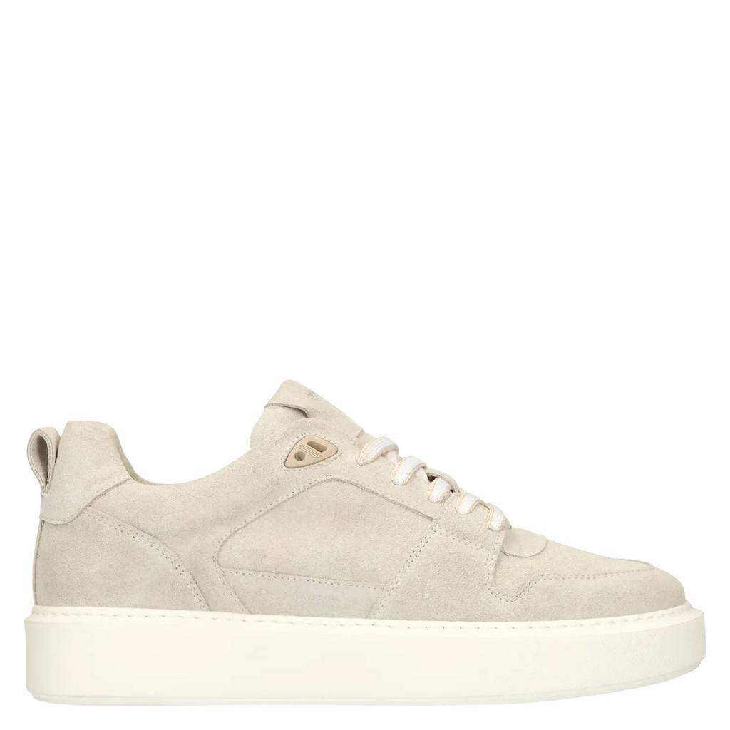 Lichtgrijze heren Manfield suède sneakers met veters