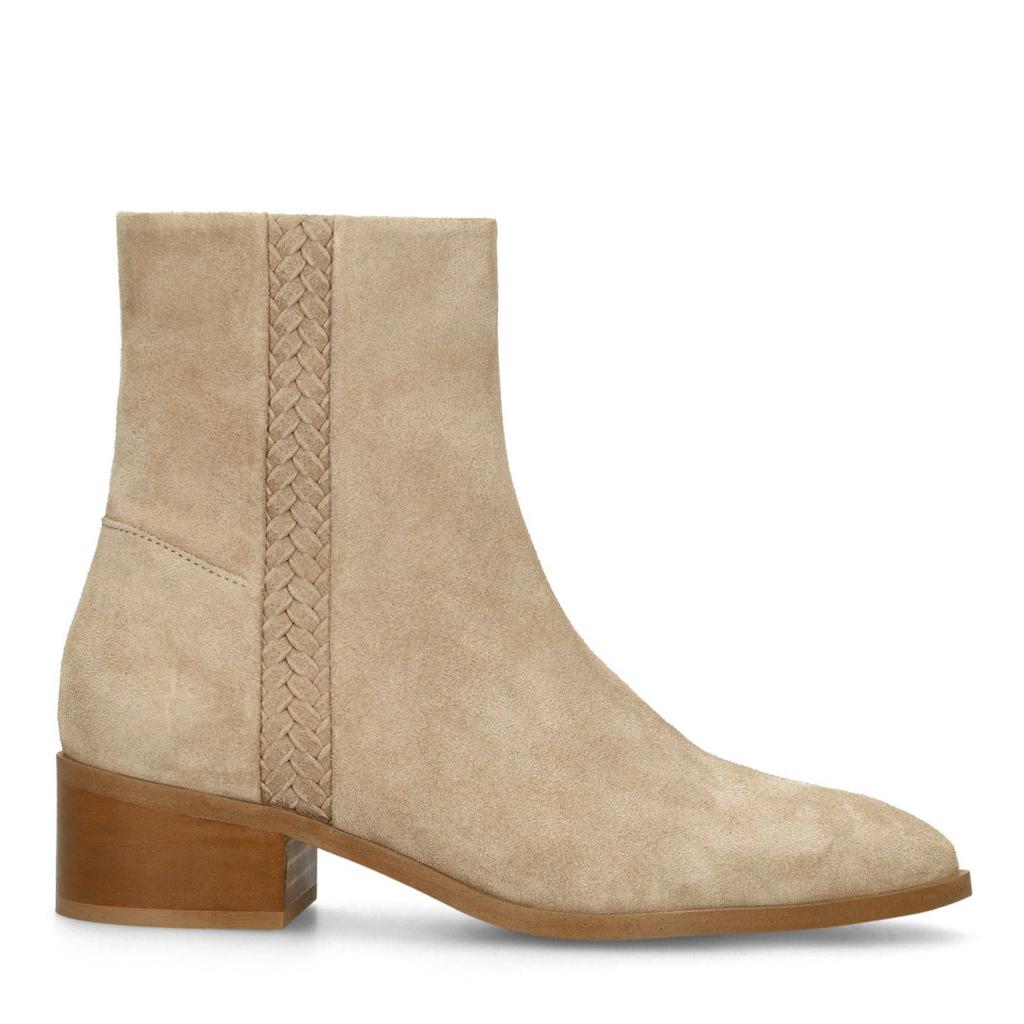 Beige dames Manfield suède enkellaarzen met ritssluiting