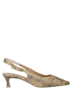 Ibon leren slingback pumps met dierenprint beige