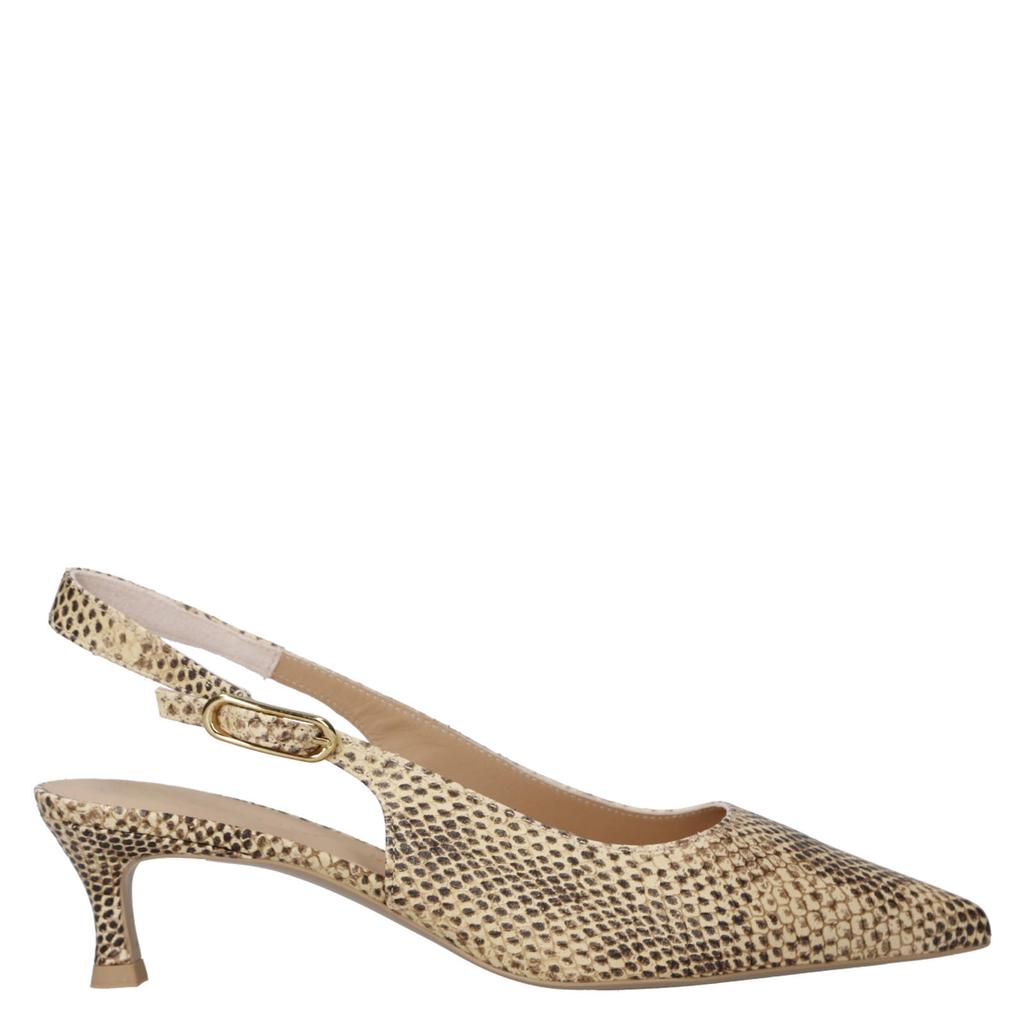 Beige dames Unisa Ibon leren slingback pumps met gesp