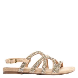 Comic_Ks suède sandalen met strass beige