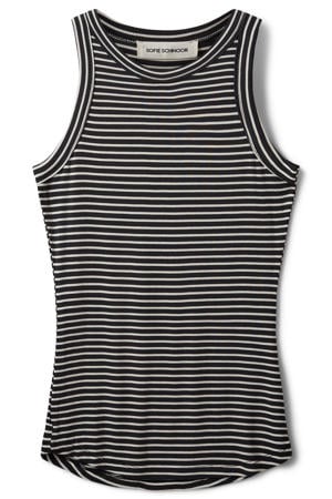 top met krijtstreep rib gebreid zwart