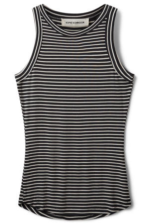 top met krijtstreep rib gebreid zwart