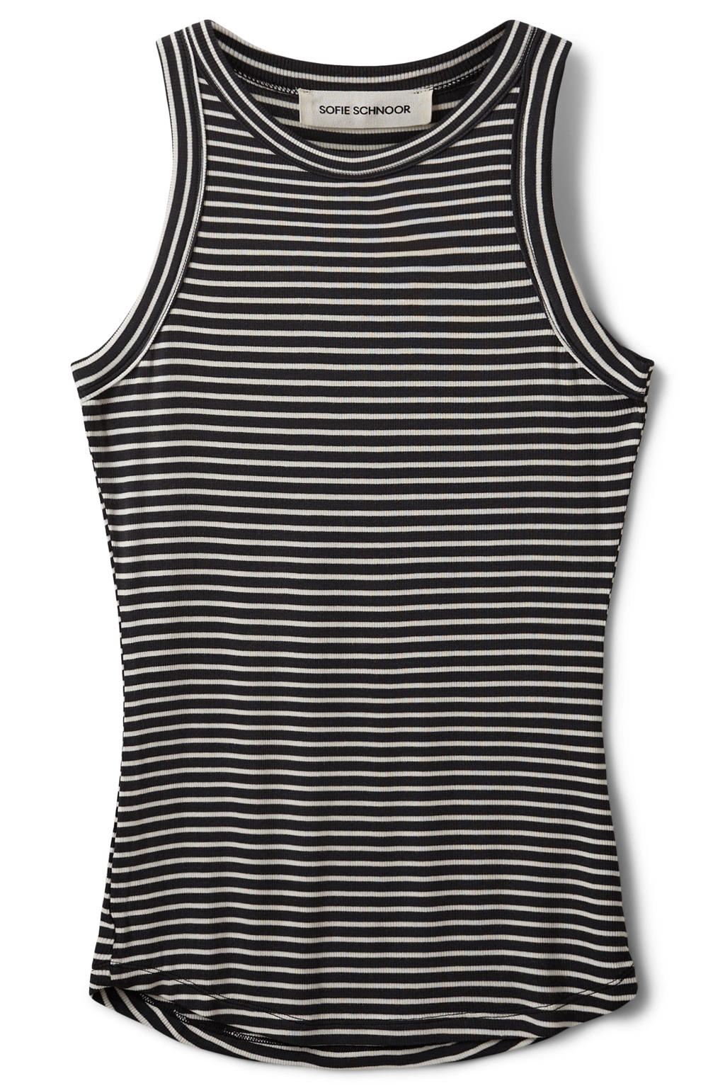 Zwart en ecru dames Sofie Schnoor top rib gebreid van viscose met ronde hals