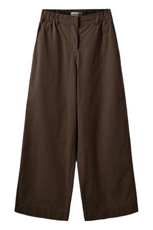 wide leg regular waist broek bruin