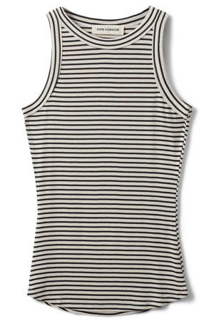 top met krijtstreep rib gebreid ecru