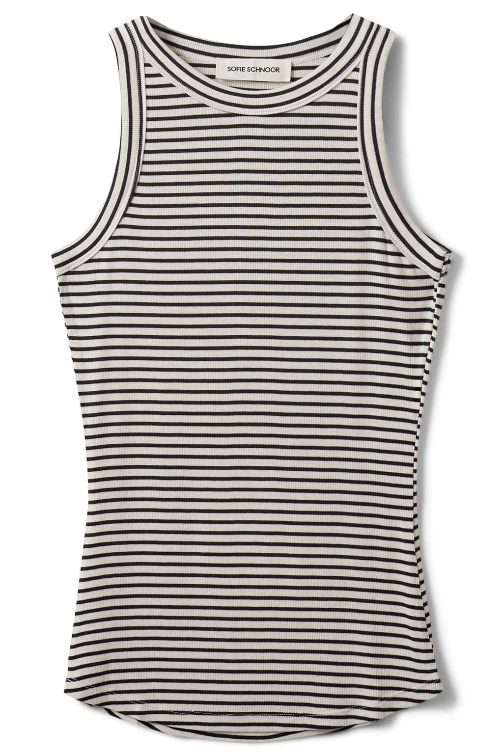 Ecru en zwarte dames Sofie Schnoor top rib gebreid van viscose met ronde hals