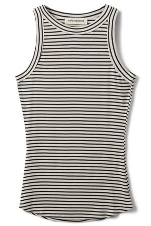 top met krijtstreep rib gebreid ecru