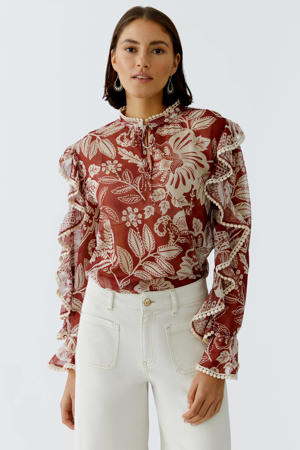 gebloemde top rood