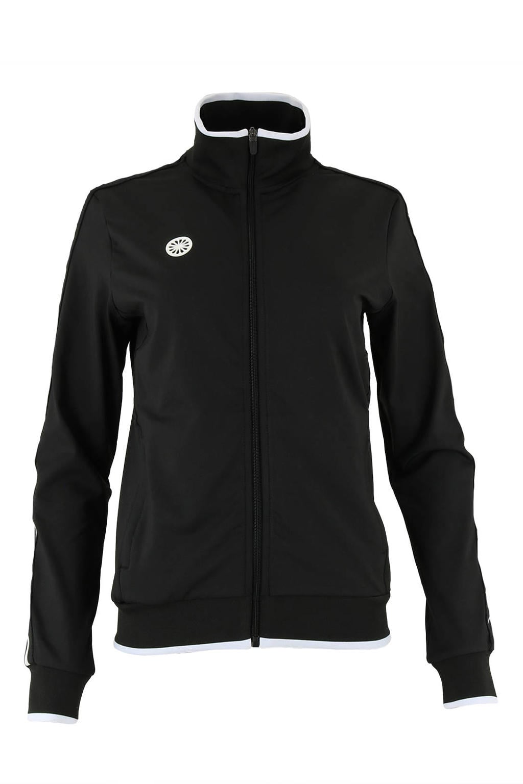 Zwarte dames The Indian Maharadja trainingsjack Kadiri van polyester met lange mouwen, opstaande kraag en ritssluiting