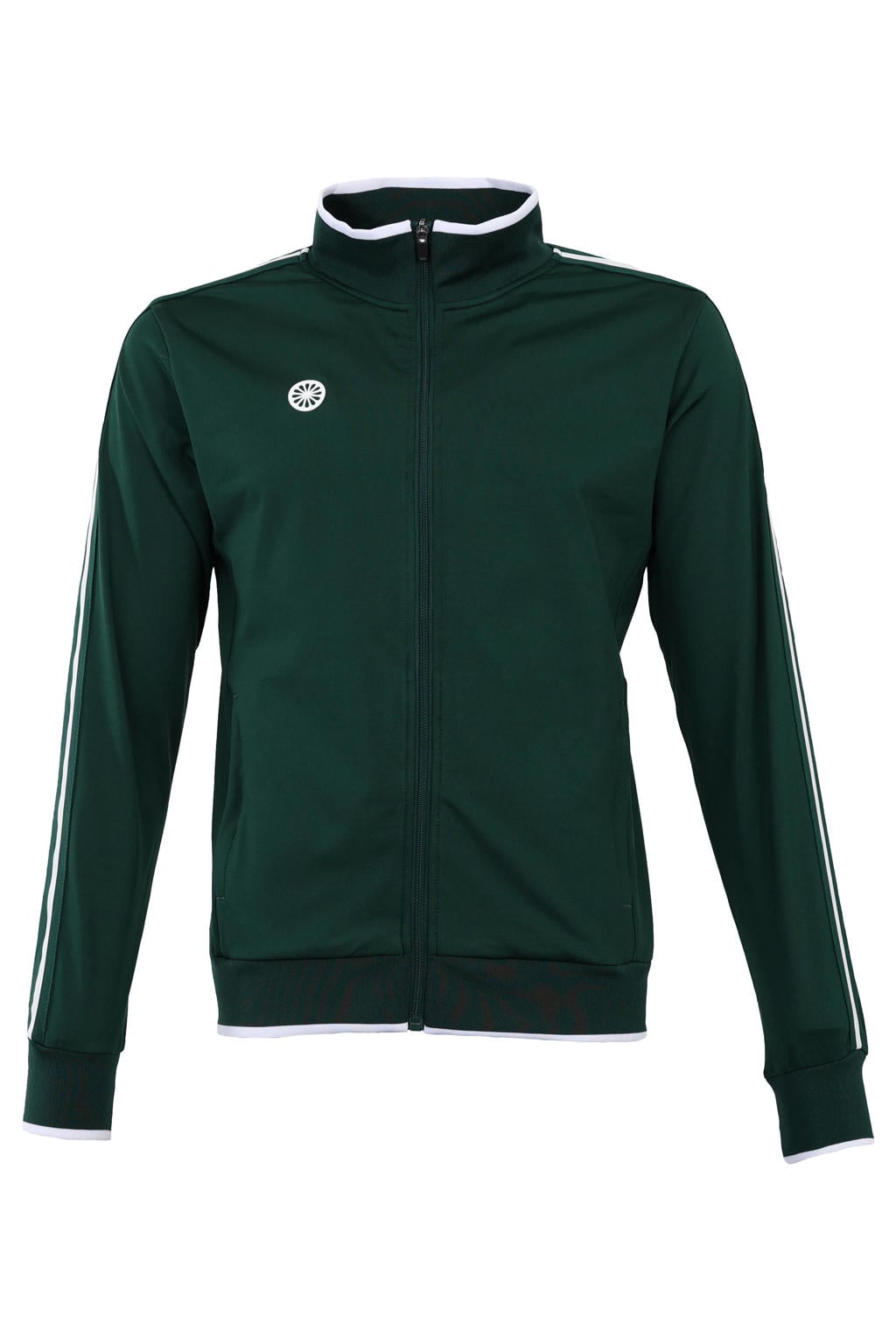 Groene jongens en meisjes The Indian Maharadja trainingsjack Kadiri van polyester met lange mouwen, opstaande kraag en ritssluiting