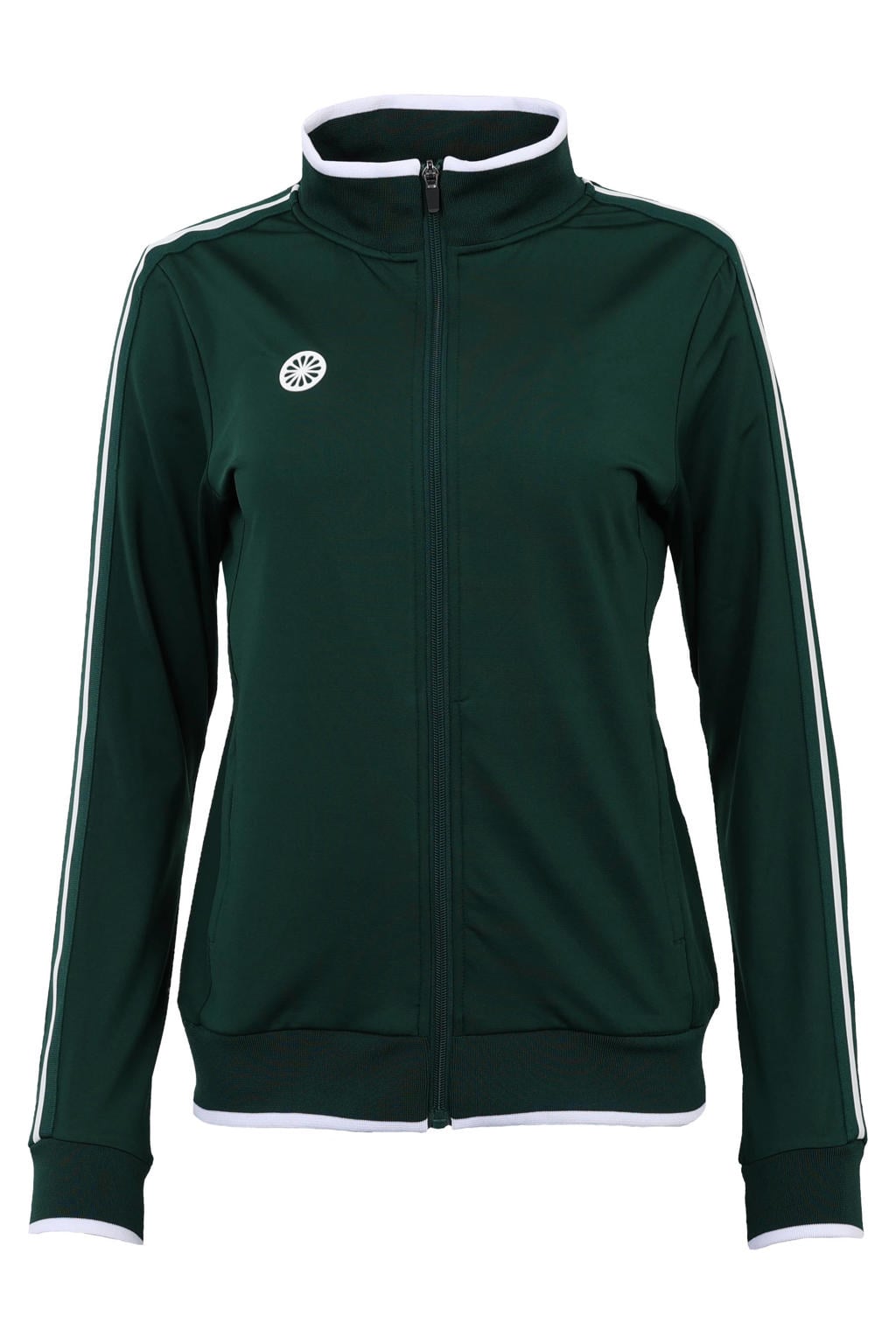 Groene dames The Indian Maharadja trainingsjack Kadiri van polyester met lange mouwen, opstaande kraag en ritssluiting