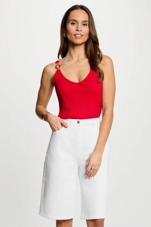 mouwloze top rood