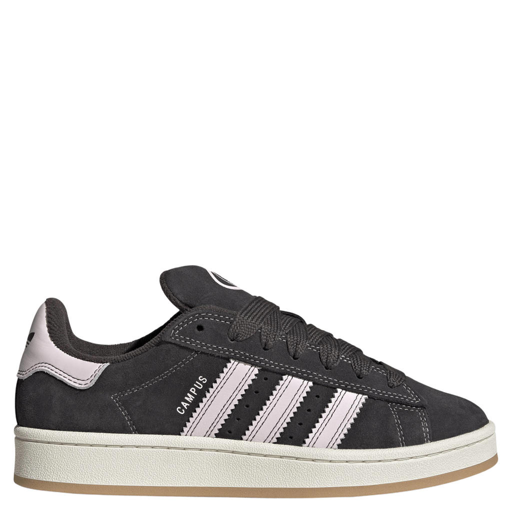 Zwart en roze dames adidas Originals Campus 00s suede sneakers van leren bovenwerk met veters