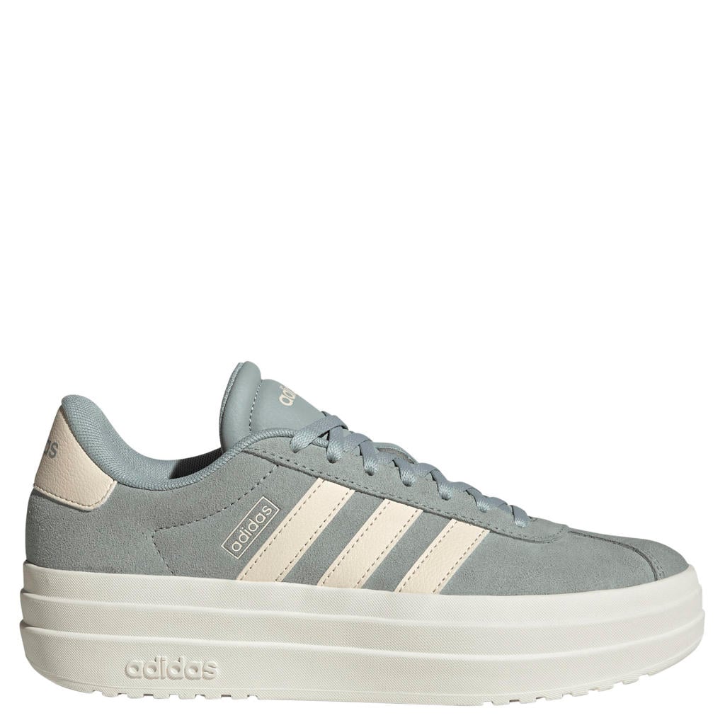Grijs en ecru dames adidas Sportswear VL Court Bold suede sneakers groen met veters