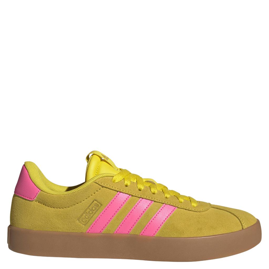 Geel en roze dames adidas Sportswear VL Court 3.0 suede sneakers met veters