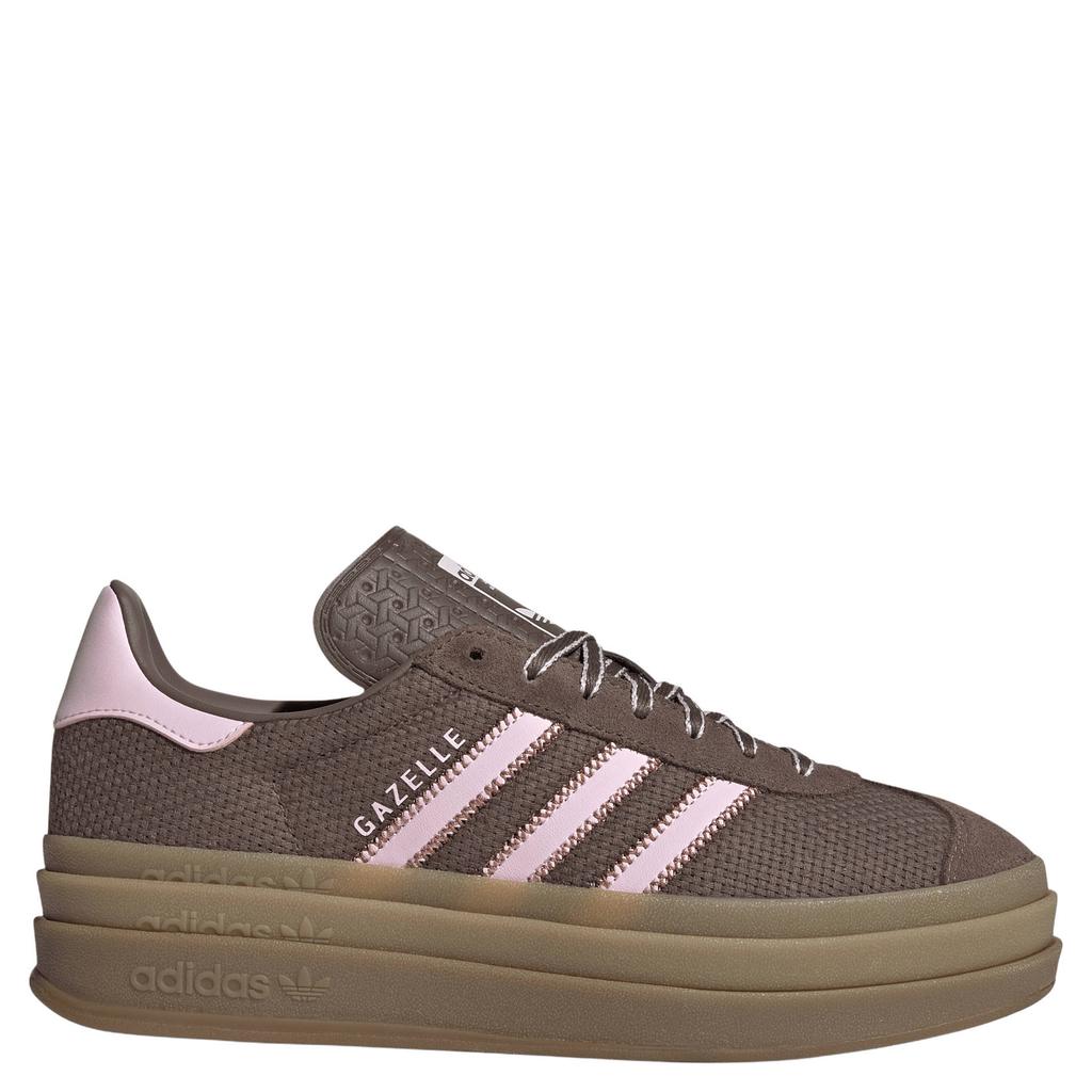 Bruin en roze dames adidas Originals Gazelle Bold sneakers van suèdeleer met veters