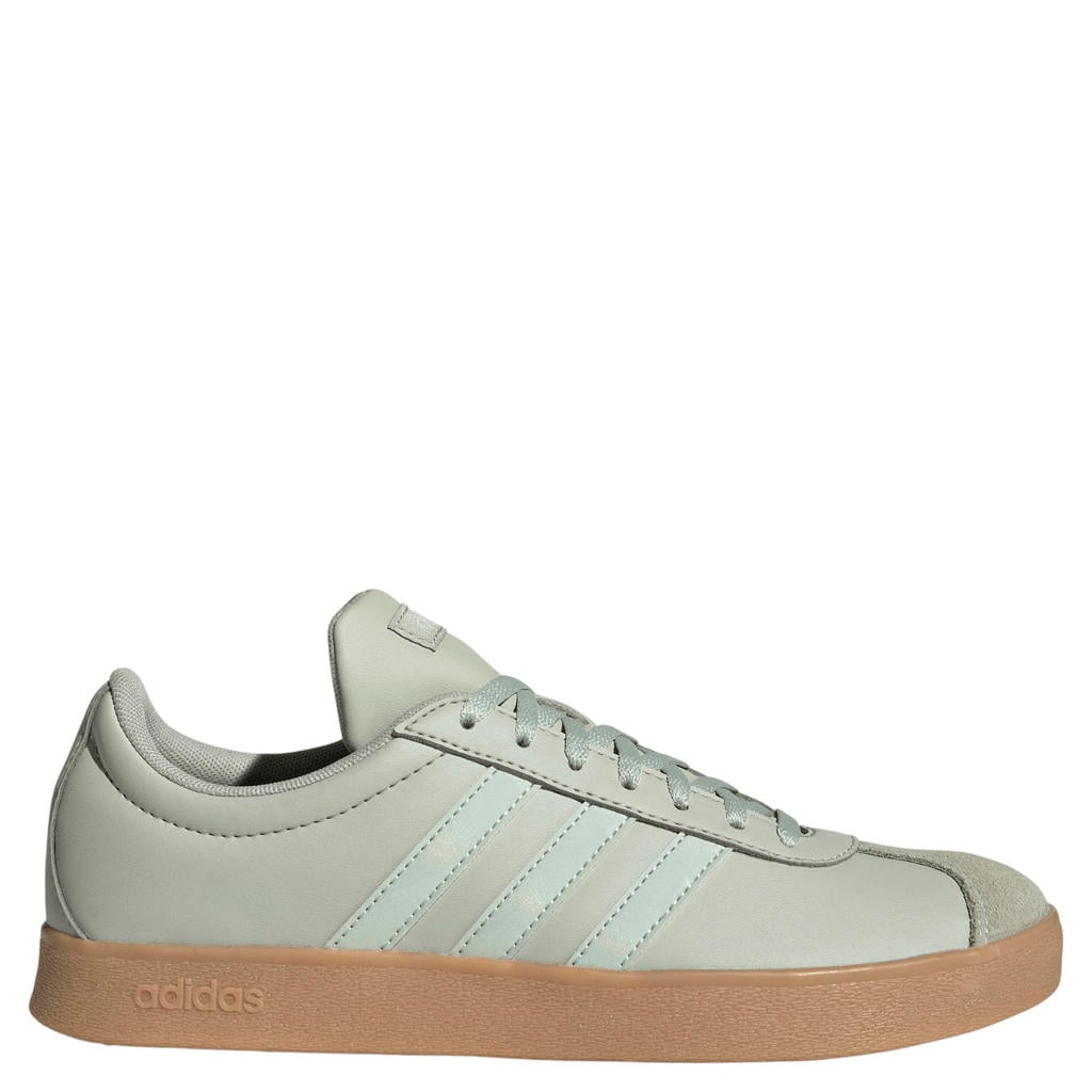 Bruin en grijsgroene dames adidas Sportswear VL Court Bold suede sneakers van synthetisch bovenwerk met veters