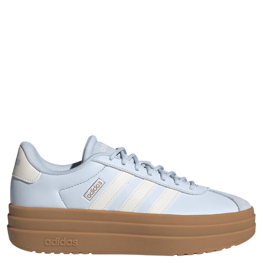 Lichtblauw en ecru dames adidas Sportswear VL Court Bold suede sneakers van synthetisch bovenwerk met veters