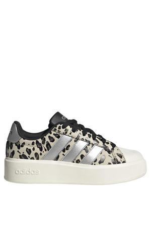 Streettalk Bold imitatieleren sneakers met panterprint - beige/zwart