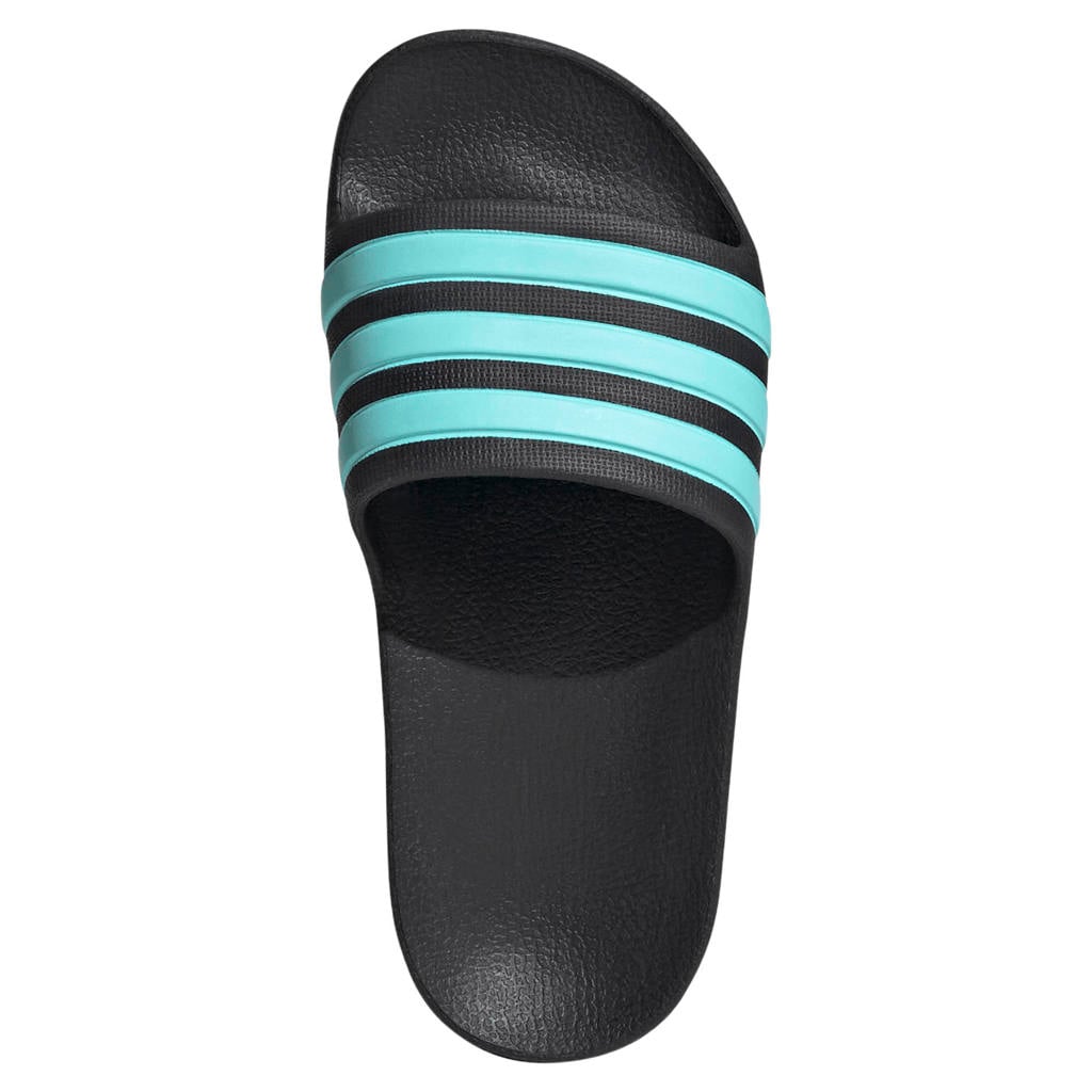 Zwart en grijsblauwe jongens en meisjes adidas Sportswear Adilette Aqua badslippers van rubber