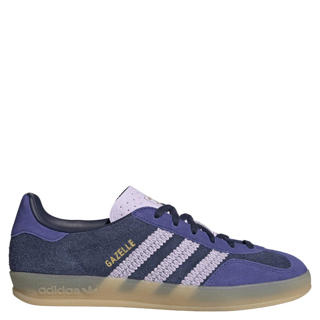 Donkerblauw en paarse dames adidas Originals Gazelle Indoor sneakers van bovenwerk van leer en synthetisch materiaal met veters