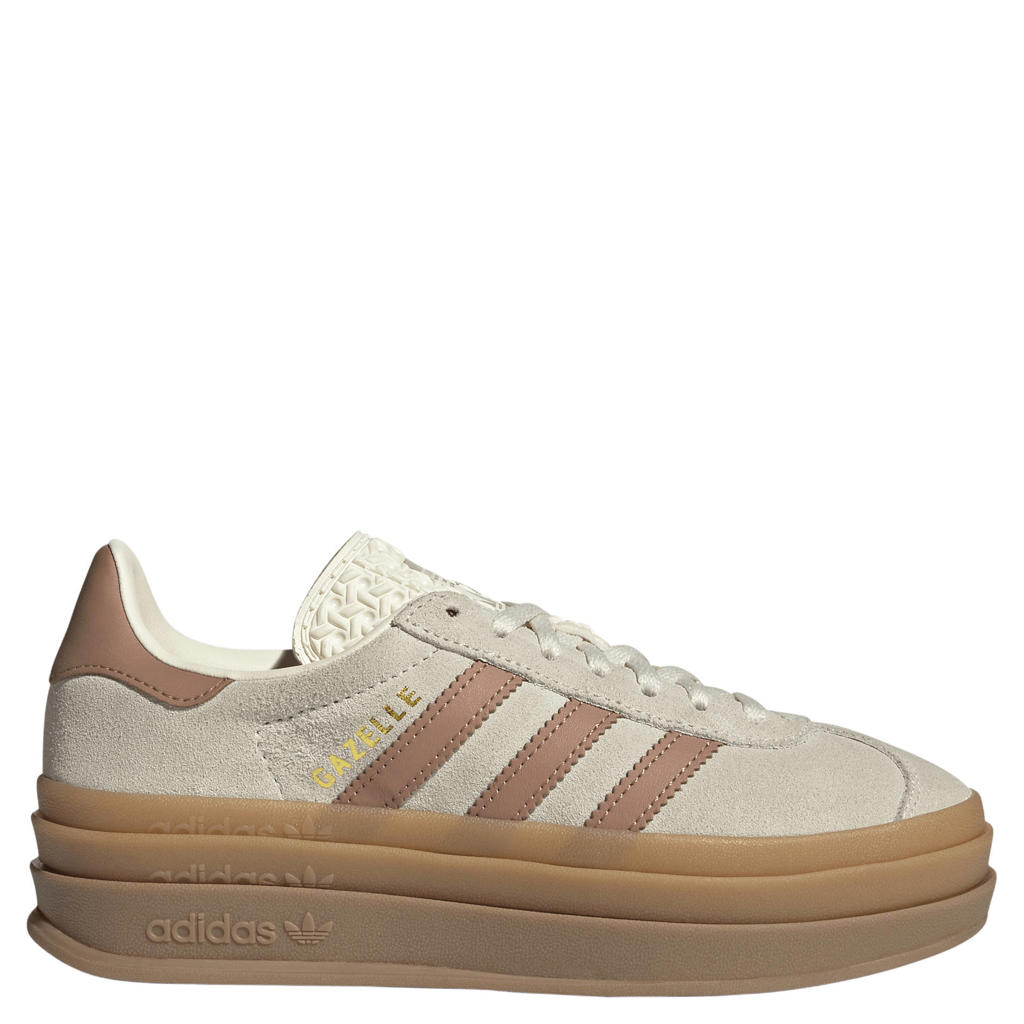 Ecru jongens en meisjes adidas Originals Gazelle Bold leren sneakers - met veters