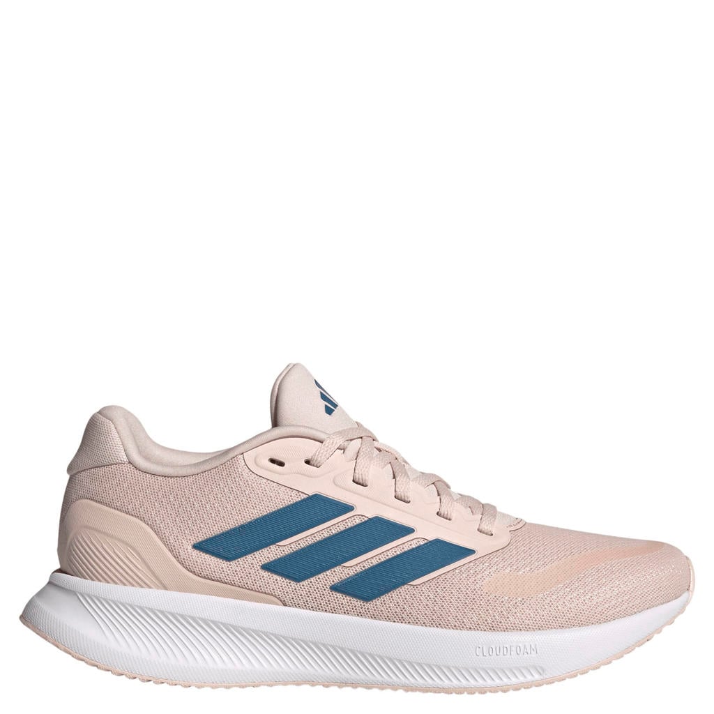 Lichtroze en blauwe dames adidas Performance RunFalcon 5 hardloopschoenen van mesh-pu/voering: mesh/voetbed: eva met veters