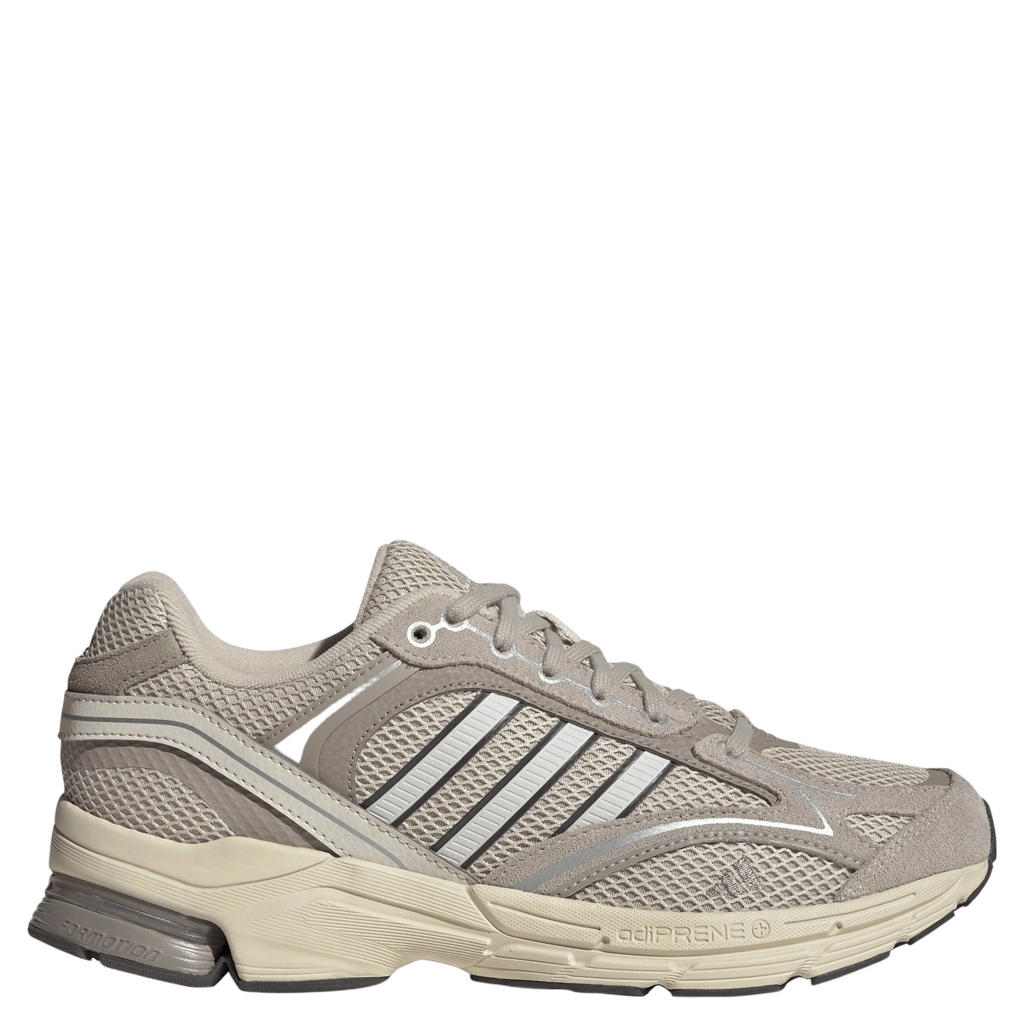 Beige, metallic en zilverkleurige unisex adidas Sportswear Spiritain 2000 mesh sneakers van bovenwerk van textiel en leer met veters
