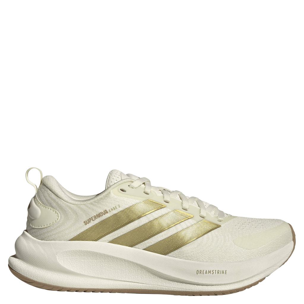Ecru en gouden dames adidas Performance Supernova Ease 2 hardloopschoenen - kleurig van bovenwerk van textiel met veters