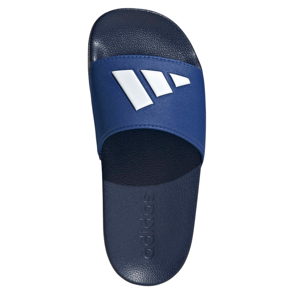 Blauwe jongens en meisjes adidas Sportswear Adilette Shower badslippers van synthetisch bovenwerk met klittenband