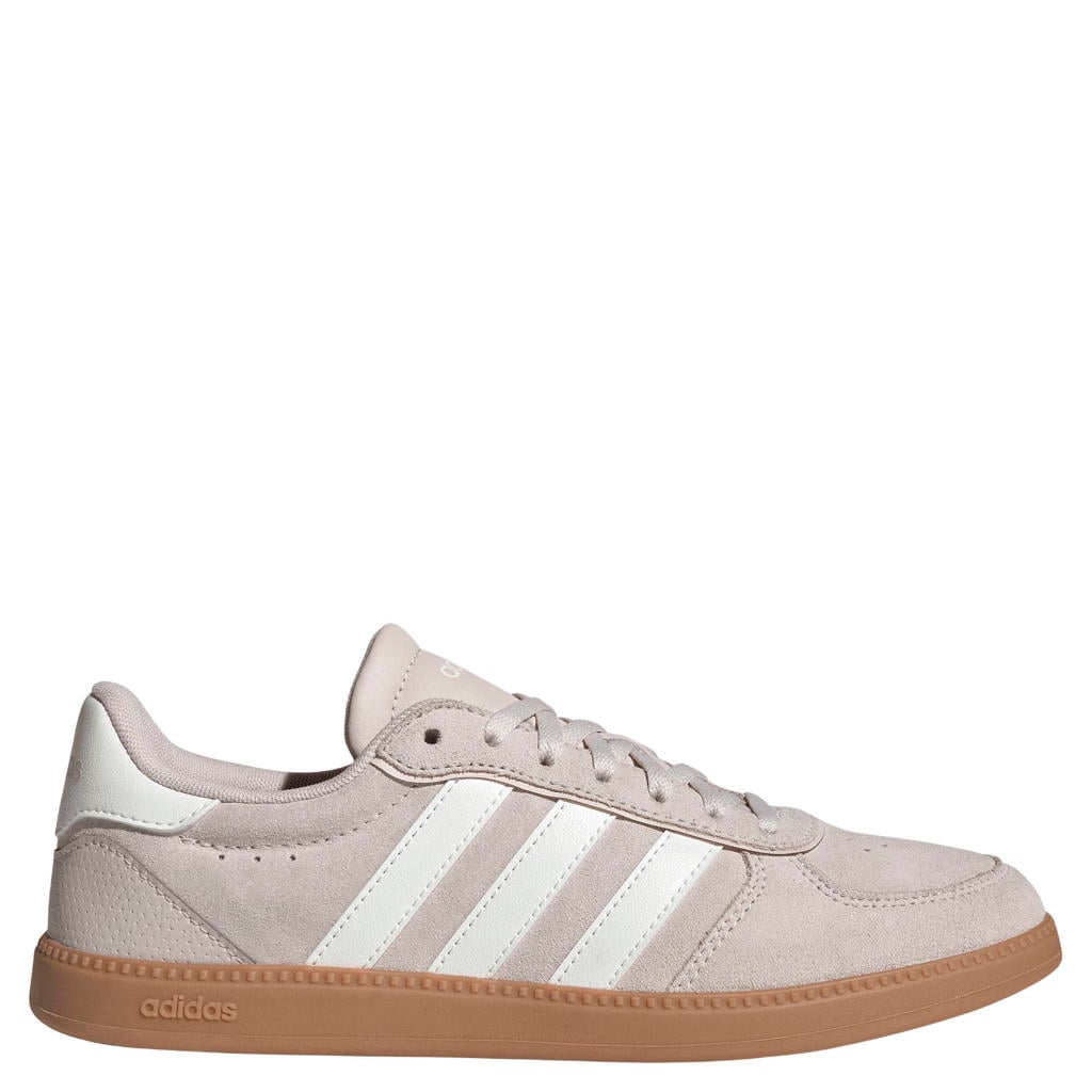 Lichtroze en witte dames adidas Sportswear Breaknet Sleek sneakers van bovenwerk van leer en synthetische materialen met veters