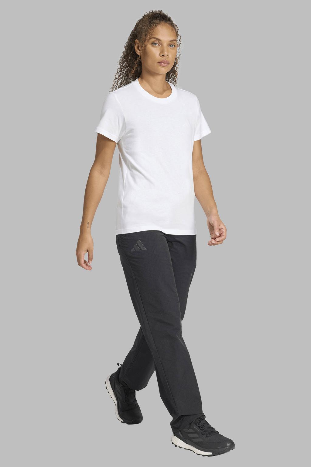 Witte dames adidas Terrex outdoor T-shirt van katoen met korte mouwen en ronde hals