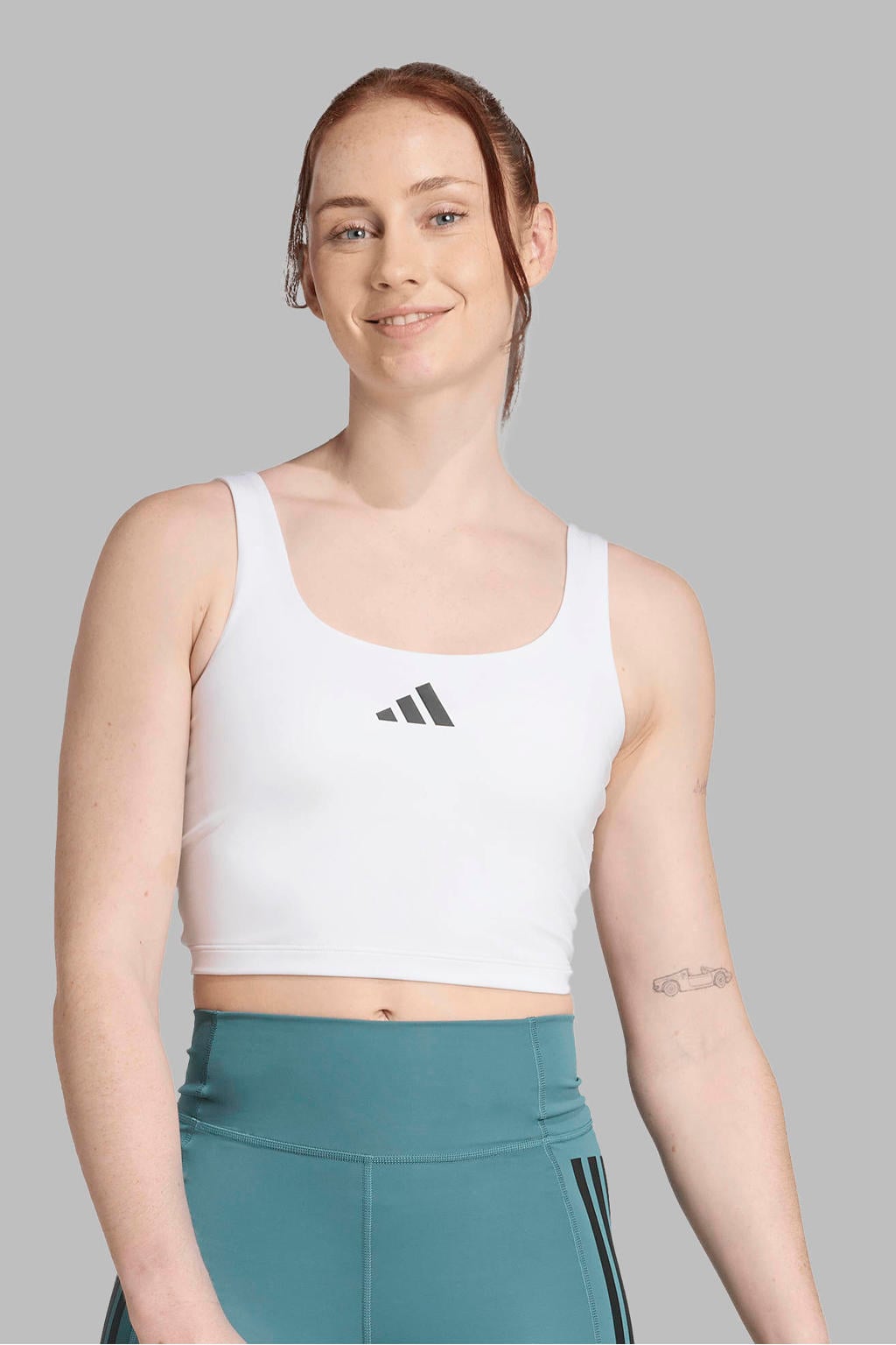 Witte dames adidas Performance sporttop light support Optimé van polyester met effen